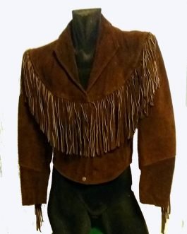 Western Native American Woman’s Brown Buckskin Suede Leather Fringes Jacket WJ1088