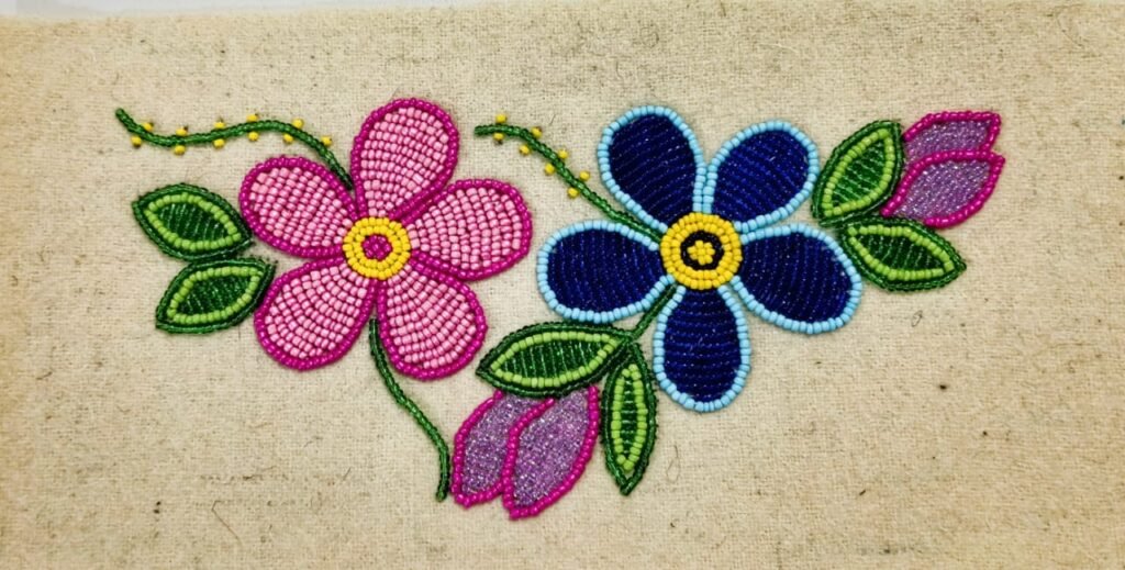 Hand Embroidery Beaded Flower Design (beads work embroidery) 