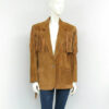 Western Native American Woman's Cognac Brown Buckskin Suede Leather Fringes Jacket WJ1095