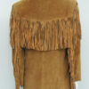 Western Native American Woman's Cognac Brown Buckskin Suede Leather Fringes Jacket WJ1095