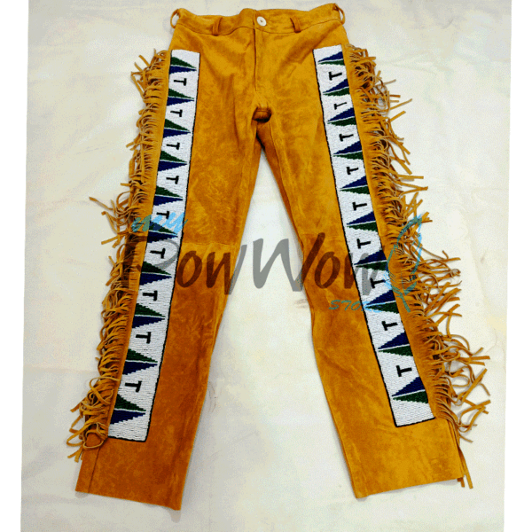 Leather Fringe Beaded Pants for Powwow NVP54