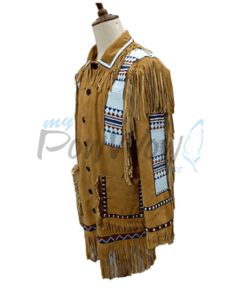 Native American War Coat Buckskin Leather Powwow Regalia Beaded SXC240
