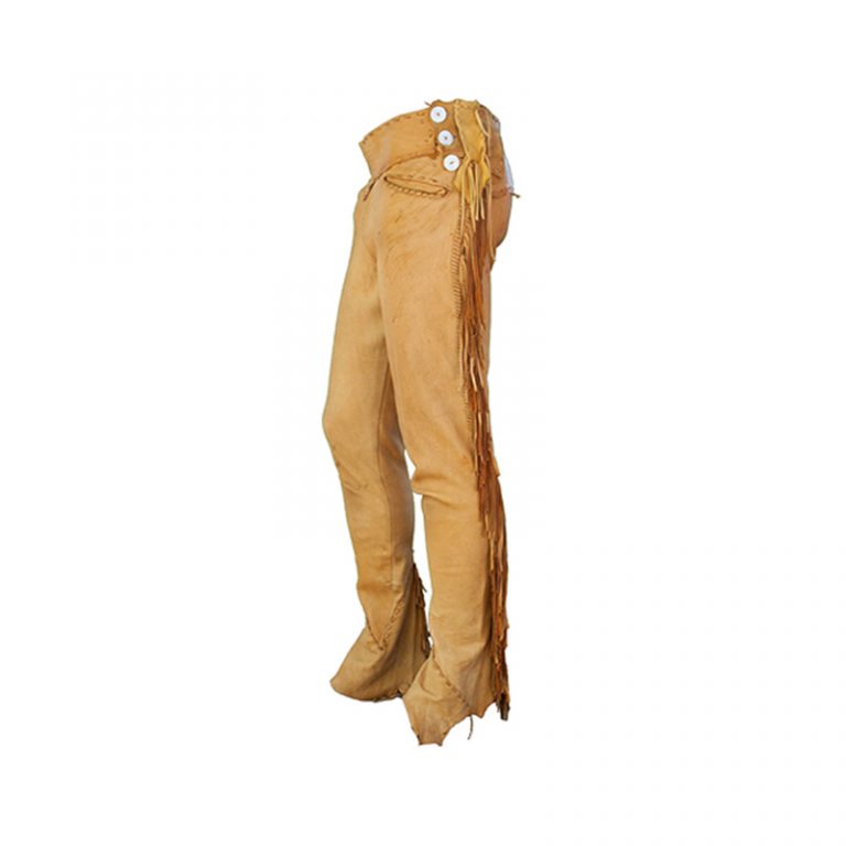 Old Style Native American Tan Buckskin Leather Fringes Pant FP26
