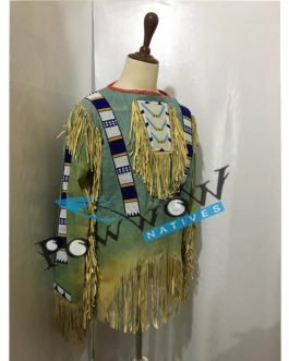 SIOUX Beaded Old Native American Style Buffalo Leather Powwow Regalia War Shirt PWS136