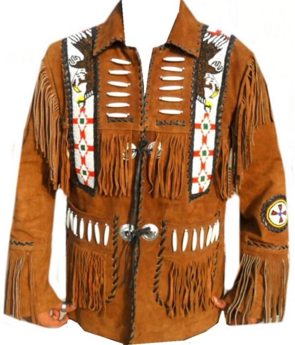 Western Leather Fringe Outfit For Men WS21