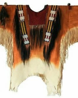 1800’s Old Native American Tan Buffalo Hide Powwow Regalia SIOUX Beaded War Shirt NA233