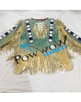 SIOUX Beaded Old Native American Style Buffalo Leather Powwow Regalia War Shirt PWS1136