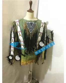 SIOUX Beaded Old Native American Style Buffalo Hide Powwow Regalia War Shirt PWS60