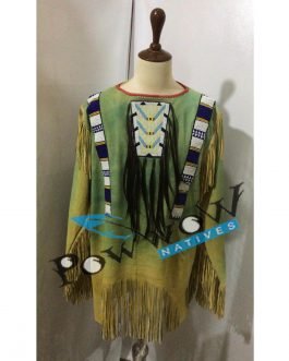 SIOUX Beaded Old Native American Style Buffalo Leather Powwow Regalia War Shirt PWS736