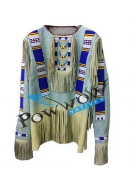 SIOUX Beaded Old Native American Style Buffalo Leather Powwow Regalia War Shirt PWS936