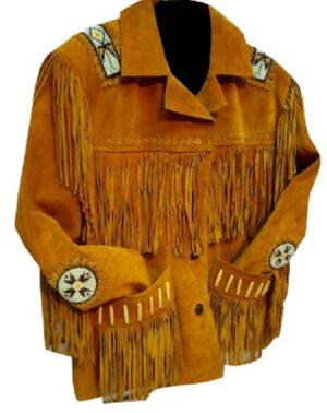 Western Leather Fringe Jacket for Men