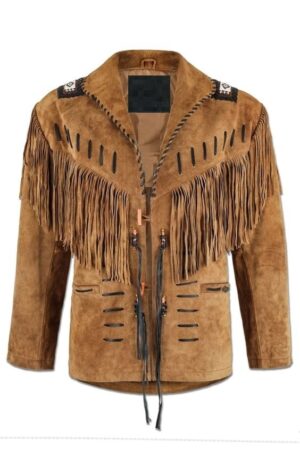 Western Leather Fringe Jacket for Men