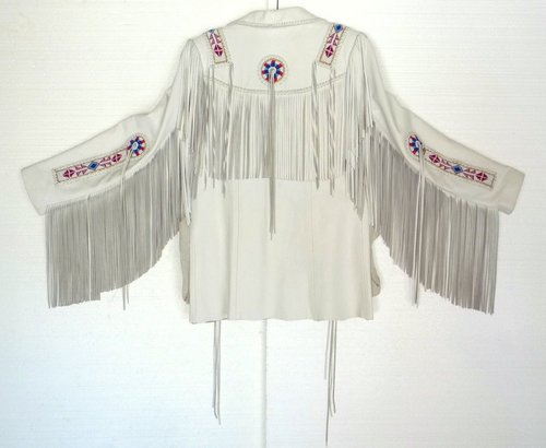 Men Native American Western Buckskin Buffalo Leather Fringe War Shirt