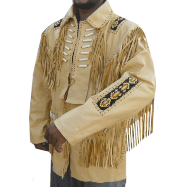 Western Leather Fringe Jacket for Men WLJ1175