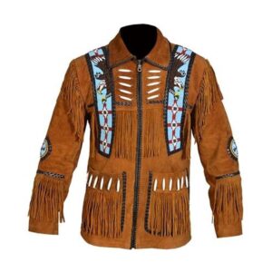 Western Leather Fringe Jacket for Men