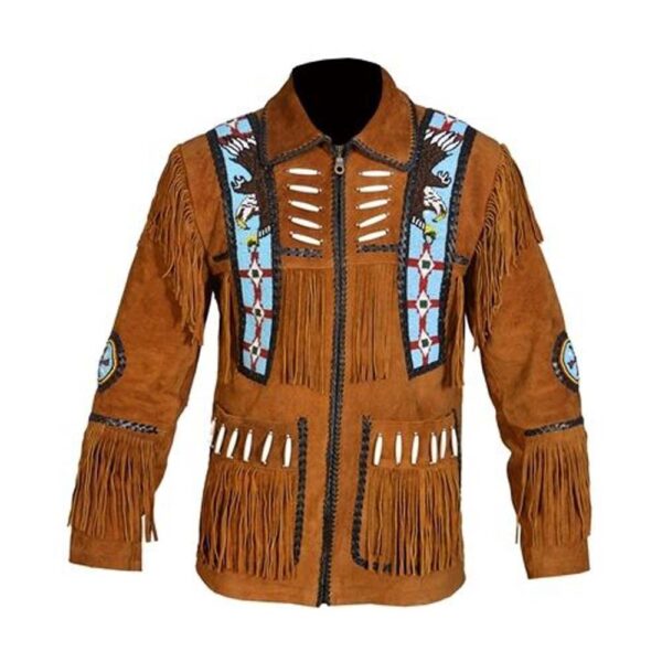 Western Leather Fringe Jacket for Men