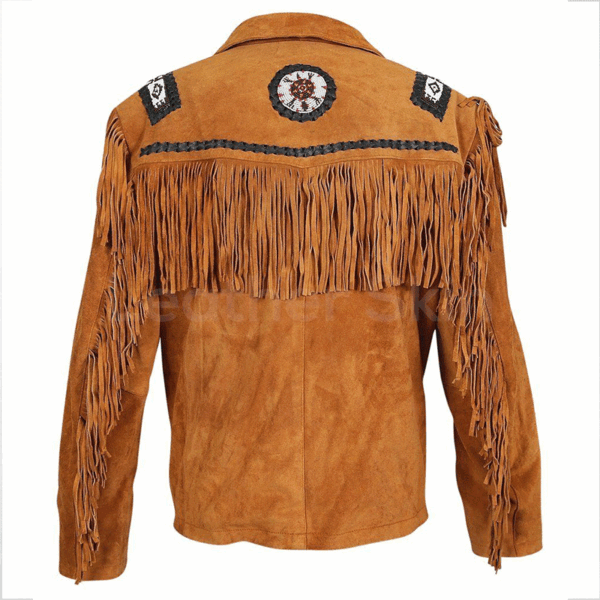 Western Leather Fringe Jacket for Men WFJ535