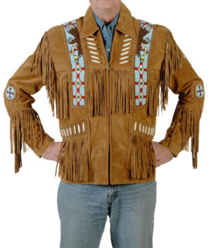 Western Leather Fringe Jacket for Men