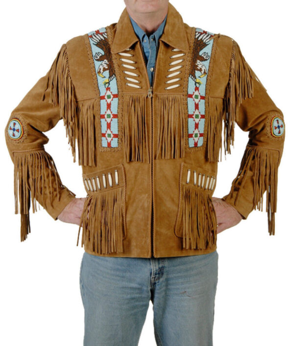 Western Leather Fringe Jacket for Men539 Western Leather Fringe Jacket for Men