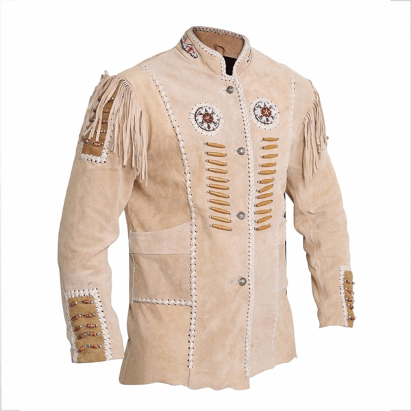 Western Leather Fringe Jacket for Men WFJ567