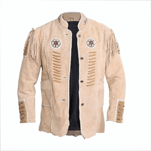 Western Leather Fringe Jacket for Men WFJ567