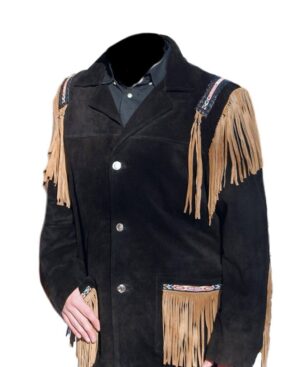 Western Leather Fringe Jacket for Men