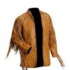 Western Leather Fringe Jacket for Men