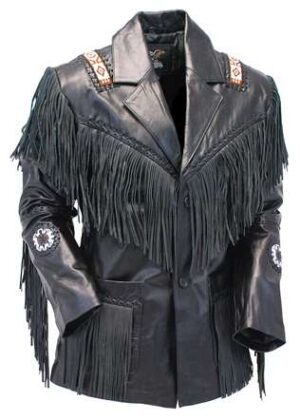 Western Leather Fringe Jacket for Men