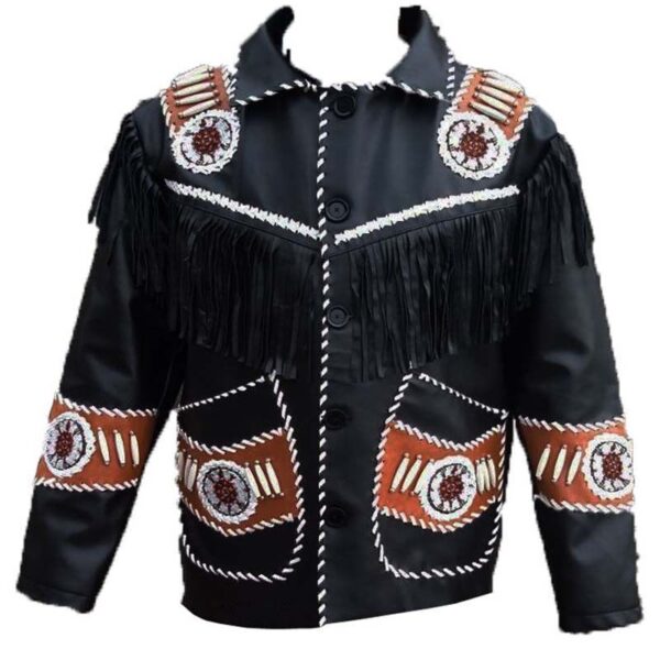 Western Leather Fringe Jacket for Men