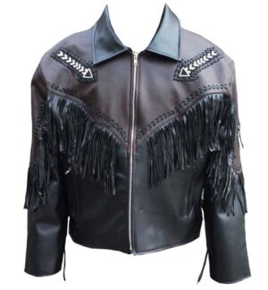 Western Leather Fringe Jacket for Men