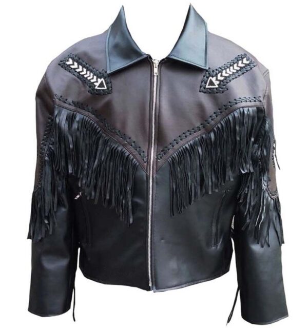 Western Leather Fringe Jacket for Men