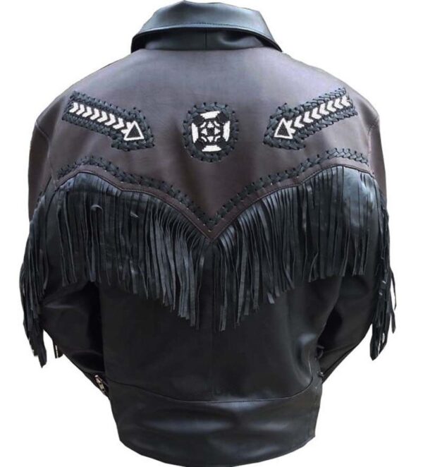 Western Leather Fringe Jacket for Men FJ1080