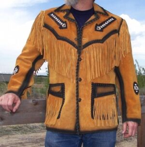 Western Leather Fringe Jacket for Men
