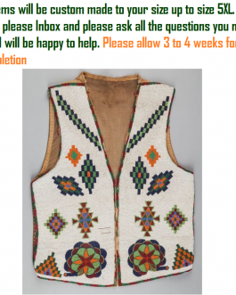1800’s Old Style Native American SIOUX Beaded Powwow Regalia Vest NSXV109