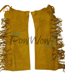 1800’s Old Style Native American Tan Buffalo Suede Leather Fringe Tubular Legging NAC14