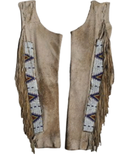 1800’s Old Style Native American Tan Buffalo Suede Leather Fringe Tubular Legging NAC15