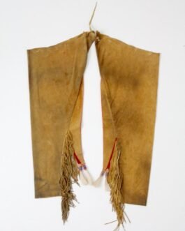 1800’s Old Style Native American Tan Buffalo Suede Leather Fringe Tubular Legging NAC05