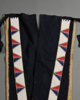 1800’s Old Style Native American Black Hide Beaded Chaps Leggings Powwow Regalia NCP1058