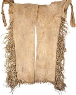 1800’s Old Style Native American Beige Buffalo Suede Leather Fringe Tubular Legging NAC06