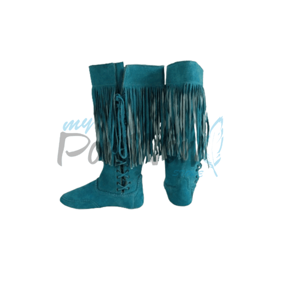 22 Native American Turquoise Leather Powwow Native Boots / Moccasin / Shoes MOC122