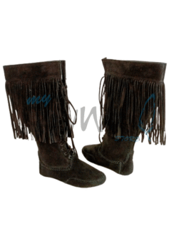 Native American Black Leather Powwow Native Boots / Moccasin / Shoes MOC101