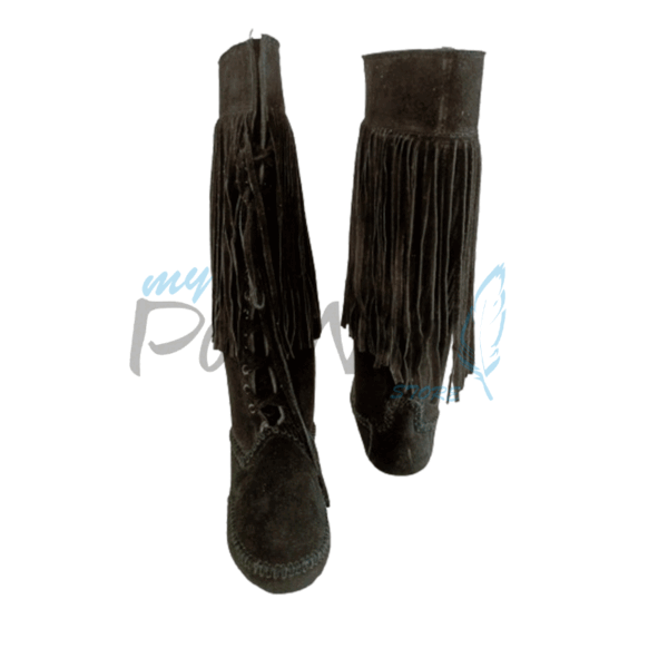 Native American Black Leather Powwow Native Boots / Moccasin / Shoes MOC101