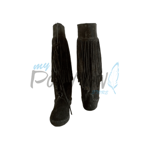 Native American Black Leather Powwow Native Boots / Moccasin / Shoes MOC101