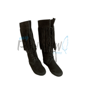 23G Native American Black Leather Powwow Native Boots / Moccasin / Shoes MOC101