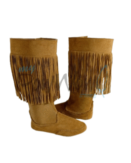 Native American Tan Leather Powwow Native Boots / Moccasin / Shoes MOC124