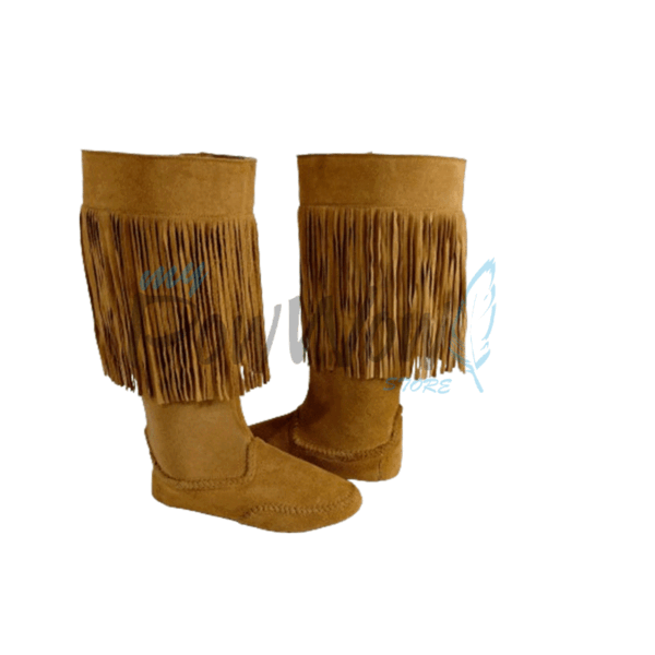 Native American Tan Leather Powwow Native Boots / Moccasin / Shoes MOC124