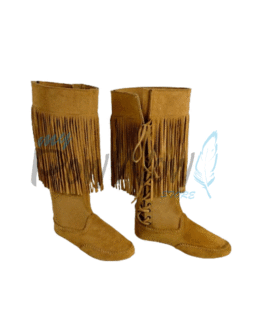 Native American Tan Leather Powwow Native Boots / Moccasin / Shoes MOC124