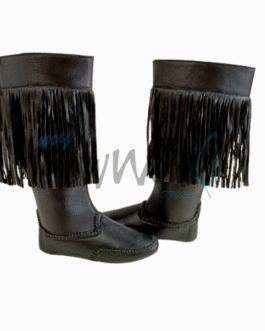 Native American Black Leather Powwow Native Boots / Moccasin / Shoes MOC126