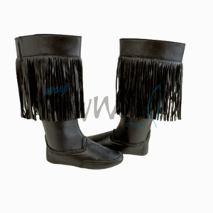 Native American Black Leather Powwow Native Boots / Moccasin / Shoes MOC126