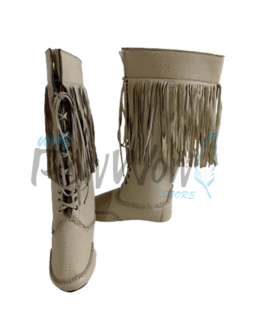 Native American Beige Leather Powwow Native Boots / Moccasin / Shoes MOC127